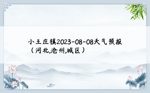 小王庄镇2023-08-08天气预报（河北,沧州,城区）